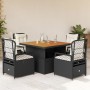 Set de muebles jardín 5 pzas con cojines ratán sintético negro en Conjuntos de jardín | Comprar online en Foru.es