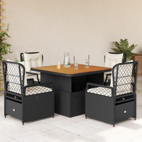 Set de muebles jardín 5 pzas con cojines ratán sintético negro en Conjuntos de jardín | Comprar online en Foru.es