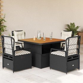 Set de muebles jardín 5 pzas con cojines ratán sintético negro en Conjuntos de jardín | Comprar online en Foru.es
