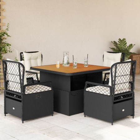 Set de muebles jardín 5 pzas con cojines ratán sintético negro en Conjuntos de jardín | Comprar online en Foru.es