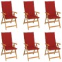 Sillas de jardín 6 uds madera maciza de teca cojines rojo de , Sillas de jardín - Ref: Foro24-3065566, Precio: 786,85 €, Desc...
