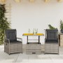 Set comedor de jardín 3 piezas con cojines ratán sintético gris en Conjuntos de jardín | Comprar online en Foru.es