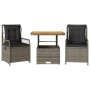 Set comedor de jardín 3 piezas con cojines ratán sintético gris en Conjuntos de jardín | Comprar online en Foru.es