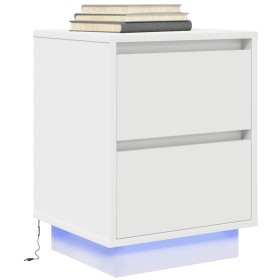 Mesilla de noche con luces LED blanca 38x34x50 cm de , Mesitas de noche - Ref: Foro24-861283, Precio: 55,67 €, Descuento: %