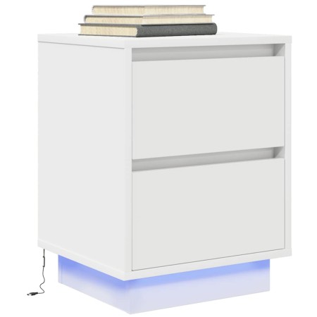 Mesilla de noche con luces LED blanca 38x34x50 cm de , Mesitas de noche - Ref: Foro24-861283, Precio: 55,67 €, Descuento: %