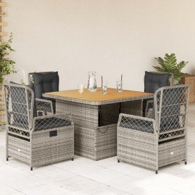 Set comedor de jardín 5 piezas con cojines ratán sintético gris en Conjuntos de jardín | Comprar online en Foru.es