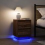 Mesilla de noche con luces LED roble marrón 38x34x50 cm de , Mesitas de noche - Ref: Foro24-861295, Precio: 59,22 €, Descuent...