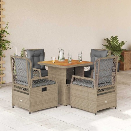 Set comedor de jardín 5 pzas con cojines ratán sintético beige en Conjuntos de jardín | Comprar online en Foru.es