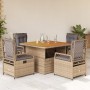 Set comedor de jardín 5 pzas con cojines ratán sintético beige en Conjuntos de jardín | Comprar online en Foru.es