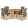 Set comedor de jardín 5 pzas con cojines ratán sintético beige en Conjuntos de jardín | Comprar online en Foru.es