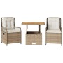 Set comedor de jardín 3 pzas con cojines ratán sintético beige en Conjuntos de jardín | Comprar online en Foru.es