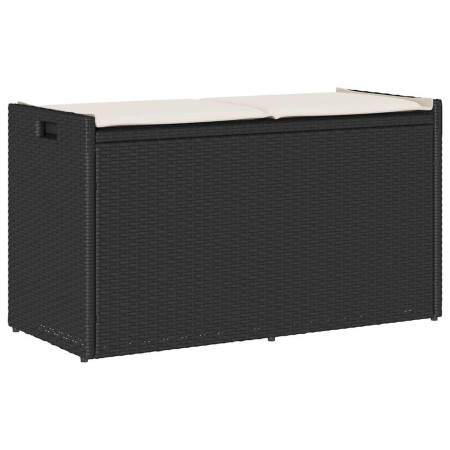 Banco de almacenaje con cojín ratán sintético negro 100 cm de , Bancos de jardín - Ref: Foro24-4104060, Precio: 149,87 €, Des...