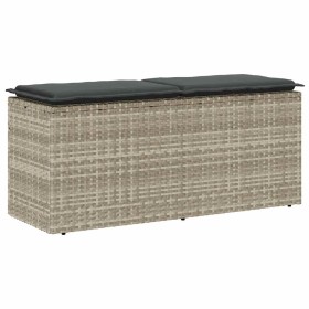 Banco jardín con cojín ratán sintético gris claro 110x40x44cm de , Bancos de jardín - Ref: Foro24-4104150, Precio: 106,61 €, ...