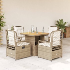 Set comedor de jardín 5 pzas con cojines ratán sintético beige en Conjuntos de jardín | Comprar online en Foru.es
