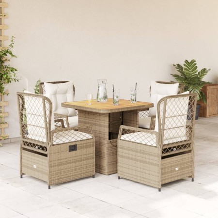 Set comedor de jardín 5 pzas con cojines ratán sintético beige en Conjuntos de jardín | Comprar online en Foru.es