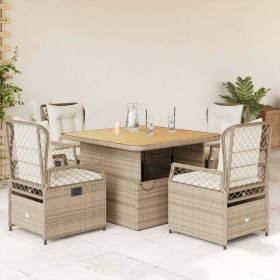 Set comedor de jardín 5 pzas con cojines ratán sintético beige en Conjuntos de jardín | Comprar online en Foru.es