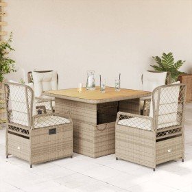 Set comedor de jardín 5 pzas con cojines ratán sintético beige en Conjuntos de jardín | Comprar online en Foru.es