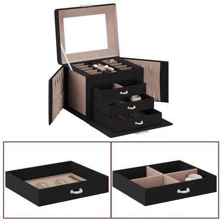 Joyero de 4 niveles con espejo y cerradura 22,5x17,5x16,5 cm de , Soportes para joyería - Ref: Foro24-4103561, Precio: 35,74 ...