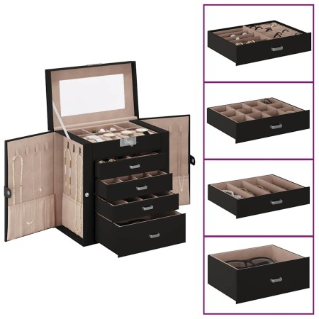 Joyero de 5 niveles con espejo y cerradura negro de , Soportes para joyería - Ref: Foro24-4103563, Precio: 57,32 €, Descuento: %