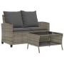 Sofá jardín de 2 plazas con cojín y mesa gris ratán sintético de , Sofás de exterior - Ref: Foro24-4103847, Precio: 210,43 €,...