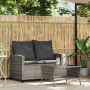 Sofá jardín de 2 plazas con cojín y mesa gris ratán sintético de , Sofás de exterior - Ref: Foro24-4103847, Precio: 210,43 €,...