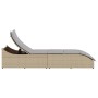 Tumbona plegable con cojín y espacio beige ratán sintético de , Tumbonas - Ref: Foro24-4104223, Precio: 247,76 €, Descuento: %