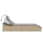 Tumbona plegable con cojín y espacio beige ratán sintético de , Tumbonas - Ref: Foro24-4104223, Precio: 247,76 €, Descuento: %