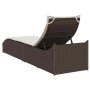 Tumbona plegable con cojín y espacio marrón ratán sintético de , Tumbonas - Ref: Foro24-4104221, Precio: 233,92 €, Descuento: %