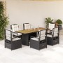 Set de comedor de jardín 7 pzas y cojines ratán sintético negro en Conjuntos de jardín | Comprar online en Foru.es