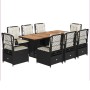 Set de comedor de jardín 9 pzas y cojines ratán sintético negro en Conjuntos de jardín | Comprar online en Foru.es