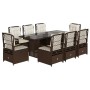 Set comedor para jardín 9 pzas y cojines ratán sintético marrón en Conjuntos de jardín | Comprar online en Foru.es