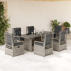 Set comedor jardín 7 pzas y cojines ratán sintético gris en Conjuntos de jardín | Comprar online en Foru.es