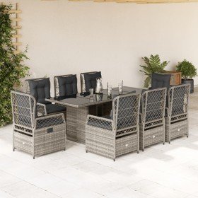 Set comedor jardín 9 pzas y cojines ratán sintético gris en Conjuntos de jardín | Comprar online en Foru.es