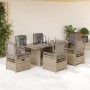 Set comedor de jardín 7 pzas con cojines ratán sintético beige en Conjuntos de jardín | Comprar online en Foru.es