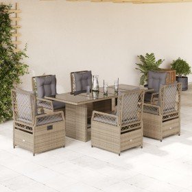 Set comedor de jardín 7 pzas con cojines ratán sintético beige en Conjuntos de jardín | Comprar online en Foru.es