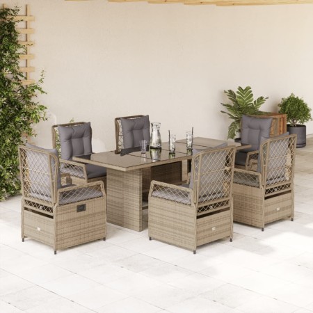 Set comedor de jardín 7 pzas con cojines ratán sintético beige en Conjuntos de jardín | Comprar online en Foru.es