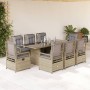 Set comedor de jardín 9 pzas con cojines ratán sintético beige en Conjuntos de jardín | Comprar online en Foru.es
