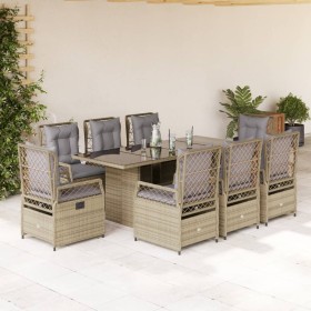 Set comedor de jardín 9 pzas con cojines ratán sintético beige en Conjuntos de jardín | Comprar online en Foru.es