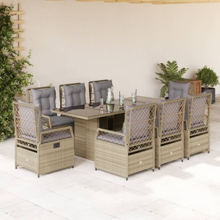 Set comedor de jardín 9 pzas con cojines ratán sintético beige en Conjuntos de jardín | Comprar online en Foru.es