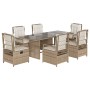Set comedor de jardín 7 pzas con cojines ratán sintético beige en Conjuntos de jardín | Comprar online en Foru.es