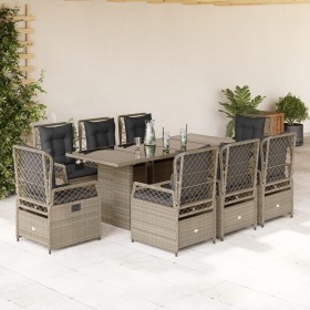 Set comedor de jardín 9 pzas cojines ratán sintético gris claro en Conjuntos de jardín | Comprar online en Foru.es