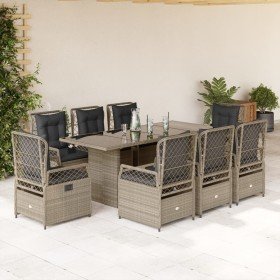 Set comedor de jardín 9 pzas cojines ratán sintético gris claro en Conjuntos de jardín | Comprar online en Foru.es