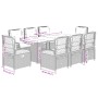 Set comedor de jardín 9 pzas cojines ratán sintético gris claro en Conjuntos de jardín | Comprar online en Foru.es