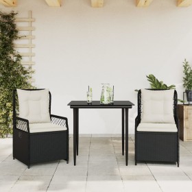 Set comedor de jardín 3 pzas con cojines ratán sintético negro en Conjuntos de jardín | Comprar online en Foru.es