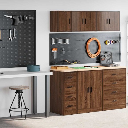 Armarios 2 uds para garaje madera ingeniería marrón roble de , Armarios industriales - Ref: Foro24-3328320, Precio: 92,88 €, ...
