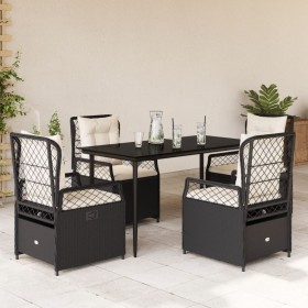 Set de muebles jardín 5 pzas con cojines ratán sintético negro en Conjuntos de jardín | Comprar online en Foru.es