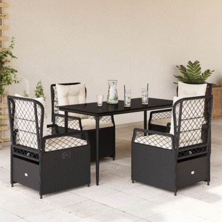 Set de muebles jardín 5 pzas con cojines ratán sintético negro en Conjuntos de jardín | Comprar online en Foru.es