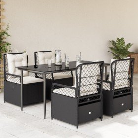 Set de muebles jardín 5 pzas con cojines ratán sintético negro en Conjuntos de jardín | Comprar online en Foru.es