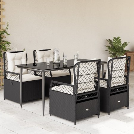 Set de muebles jardín 5 pzas con cojines ratán sintético negro en Conjuntos de jardín | Comprar online en Foru.es