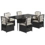 Set de comedor de jardín 7 pzas y cojines ratán sintético negro en Conjuntos de jardín | Comprar online en Foru.es